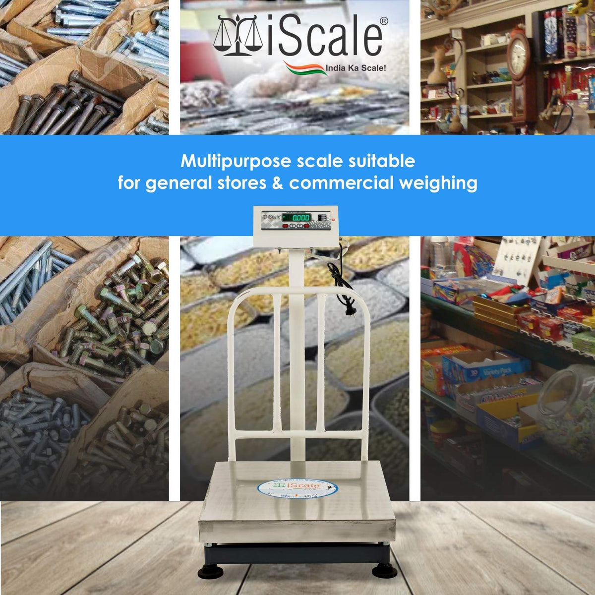 iScale ISP-150S Capacity 150kg x 20g Accuracy,Electronic Weighing Scale with Front Back Double Display, SS Pan,18x18" with RS232 Serial port for computer connectivity & continues data transmission
