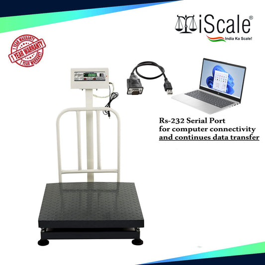 iScale ISP-200M Capacity 200kg x 20g Accuracy,Electronic Weighing Scale with Front Back Double Display, MS Pan,20x20" with RS232 Serial port for computer connectivity & continues data transmission