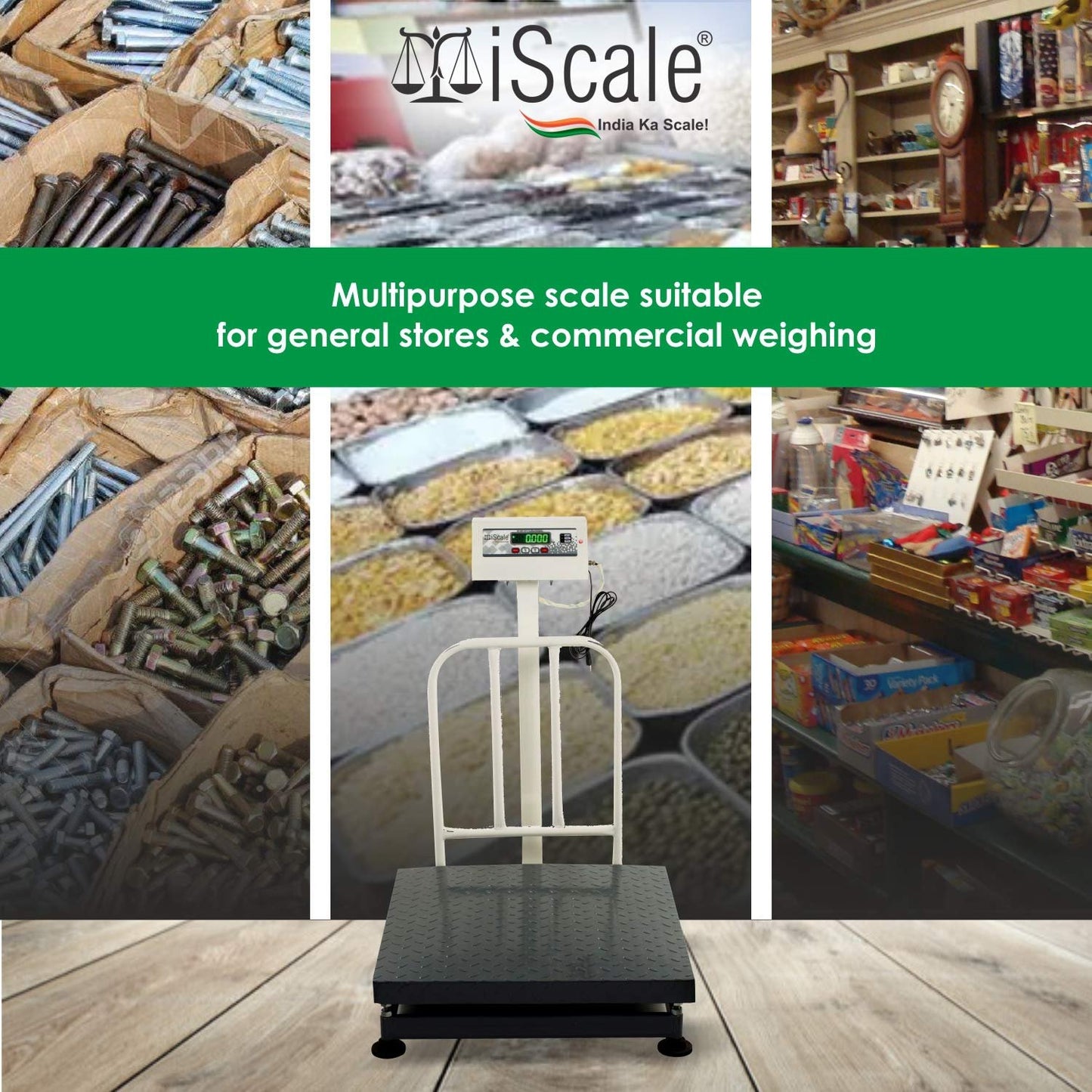 iScale ISP-500M Capacity 500kg x 50g Accuracy,Electronic Weighing Scale with Front Back Double Display, MS Pan,24x24" with RS232 Serial port for computer connectivity & continues data transmission