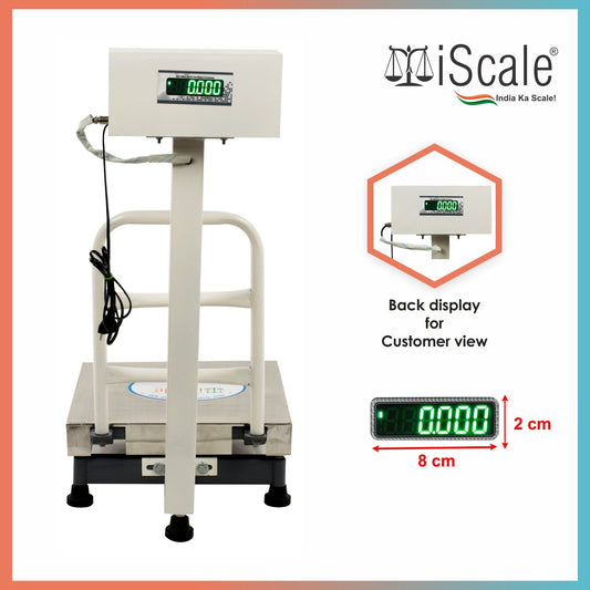 iScale ISP-60S, 60kg x 10g platform scale, 400x400mm SS Pan, Front & Back Red Display, Chargeable