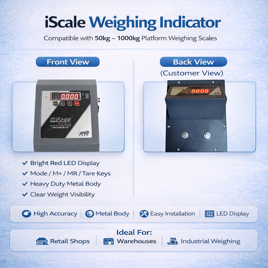iScale Weight Indicator / Monitor box for Platform Scale | Compatible with 50kg-500kg i Series Platform Weighing Machine | Heavy Duty Metal Body with Red double side LED Display
