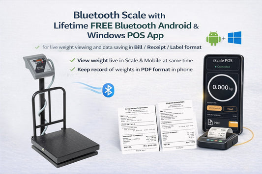 iScale i-13 Bluetooth Platform Scale | 100kg× 10g | MS Pan size 400x400mm | Front & Back Red Display | Free Android/Pc App Billing | For Commercial & Industrial Use