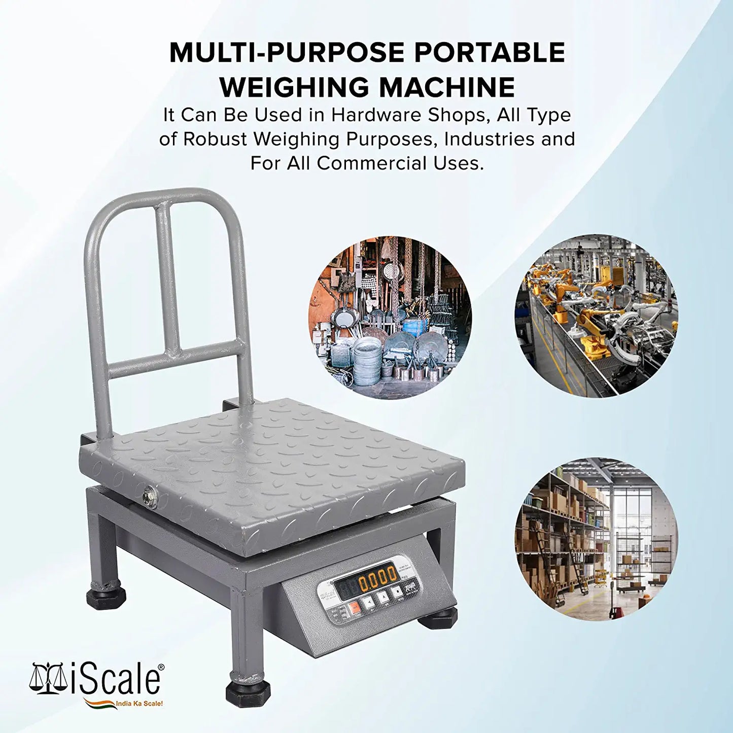 iScale i-21 Bluetooth Platform Scale | 100kg× 10g | MS Pan size 300x300mm | Front & Back Red Display | Free Android/Pc App Billing | For Commercial & Industrial Use