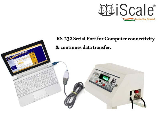 iScale ISP-50S Capacity 50kg x 5g Accuracy,Electronic Weighing Scale with Front Back Double Display, SS Pan,14x14" with RS232 Serial port for computer connectivity & continues data transmission