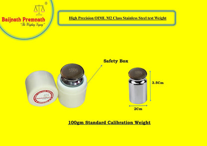 Baijnath Premnath 100g OIML M2 Class Stainless Steel Standard Test weight for Testing & Calibration with NABL Certificate, Precision 30mg with ABS container