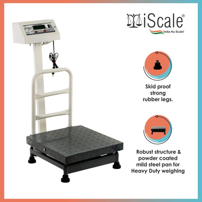 iScale ISP-100M Capacity 100kg x 10g Accuracy,Electronic Weighing Scale with Front Back Double Display, MS Pan,16x16" with RS232 Serial port for computer connectivity & continues data transmission