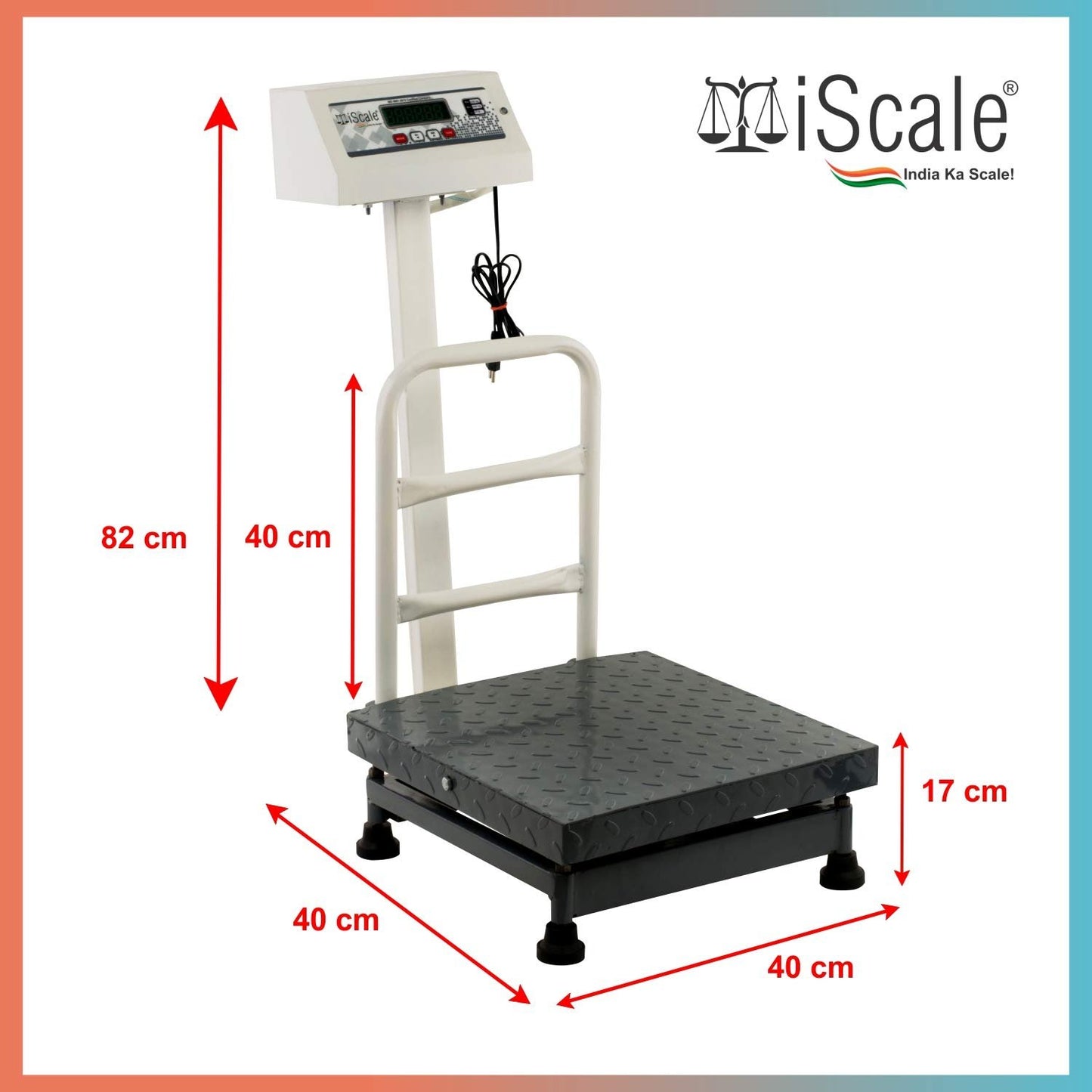 iScale ISP-100M Capacity 100kg x 10g Accuracy,Electronic Weighing Scale with Front Back Double Display, MS Pan,16x16" with RS232 Serial port for computer connectivity & continues data transmission