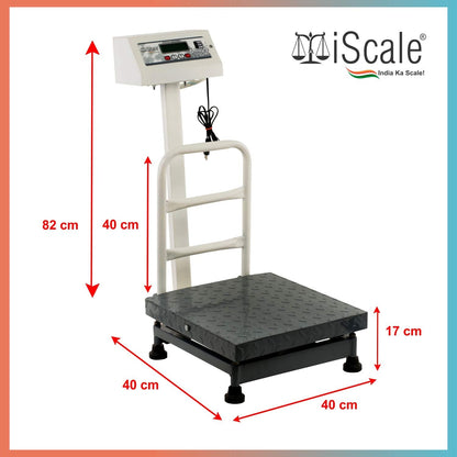 iScale ISP-100M Capacity 100kg x 10g Accuracy,Electronic Weighing Scale with Front Back Double Display, MS Pan,16x16" with RS232 Serial port for computer connectivity & continues data transmission