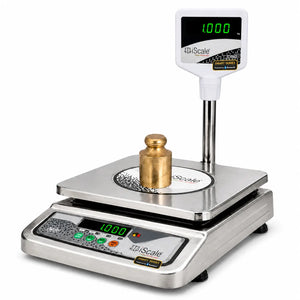 iScale S-07P 30kg x 1g Smart Bluetooth Scale | Stamp & Certificate | 250x300mm SS Pan | Free Android & Windows Weight Recording App | Front & Pole Green Display