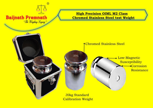 Baijnath Premnath 20000g (20kg) OIML Class M2 Class Stainless Steel Test weight for Testing & Calibration with NABL Certificate (ISO 17025 Accredited Certificate), Precision 3000mg withIndustrial Alloy Safety Case for handling and storage