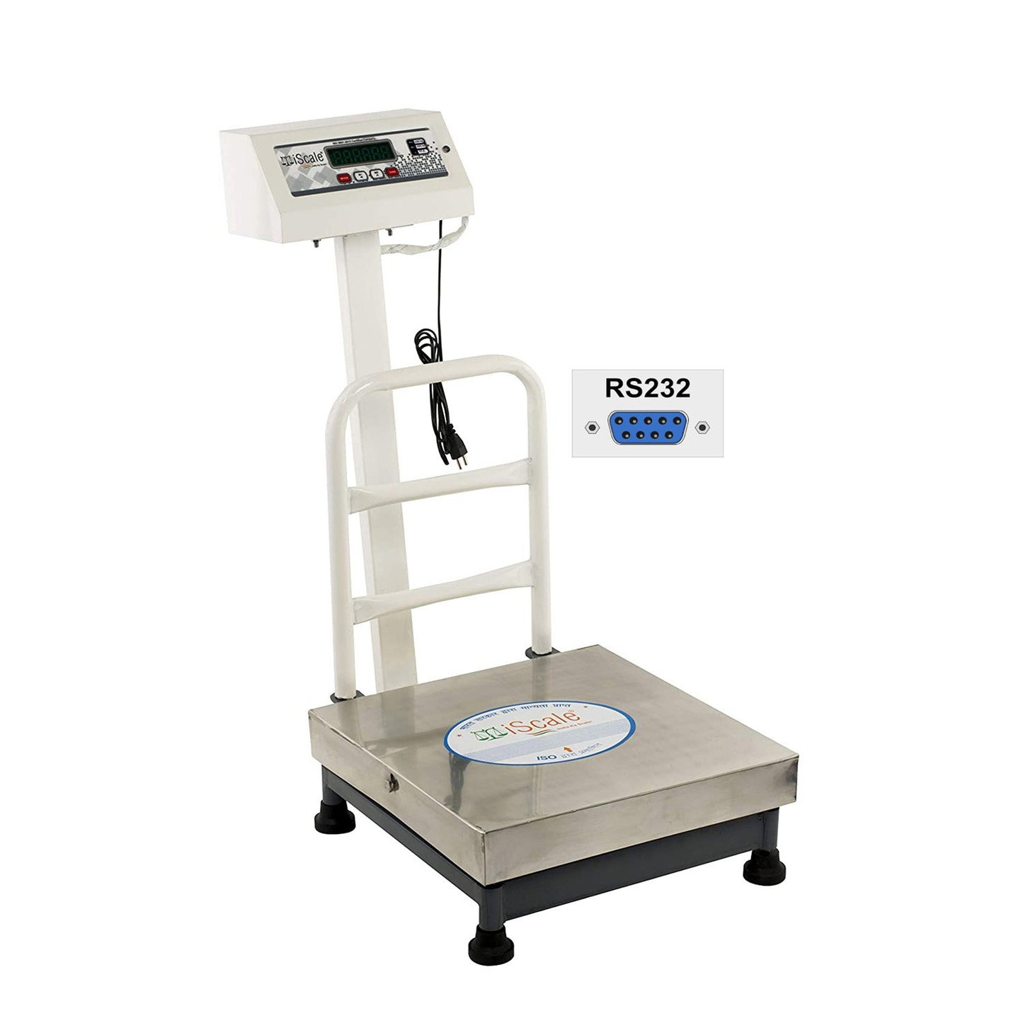 iScale ISP-100S-RS232, 100kg x 10g Accuracy,Electronic Weighing Scale with Front Back Double Display, SS Pan,16x16" with RS232 Serial port for computer connectivity & continues data transmission
