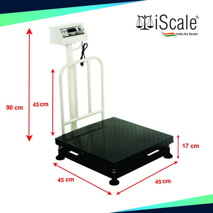 iScale ISP-150M Capacity 150kg x 20g Accuracy,Electronic Weighing Scale with Front Back Double Display, MS Pan,18x18" with RS232 Serial port for computer connectivity & continues data transmission
