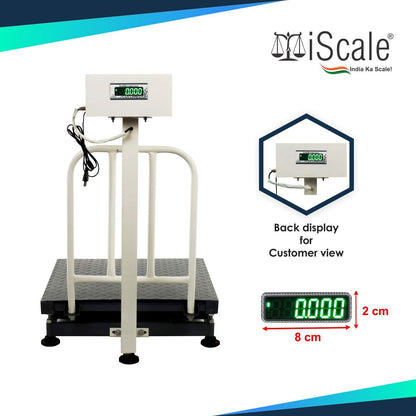 iScale ISP-150M Capacity 150kg x 20g Accuracy,Electronic Weighing Scale with Front Back Double Display, MS Pan,18x18" with RS232 Serial port for computer connectivity & continues data transmission
