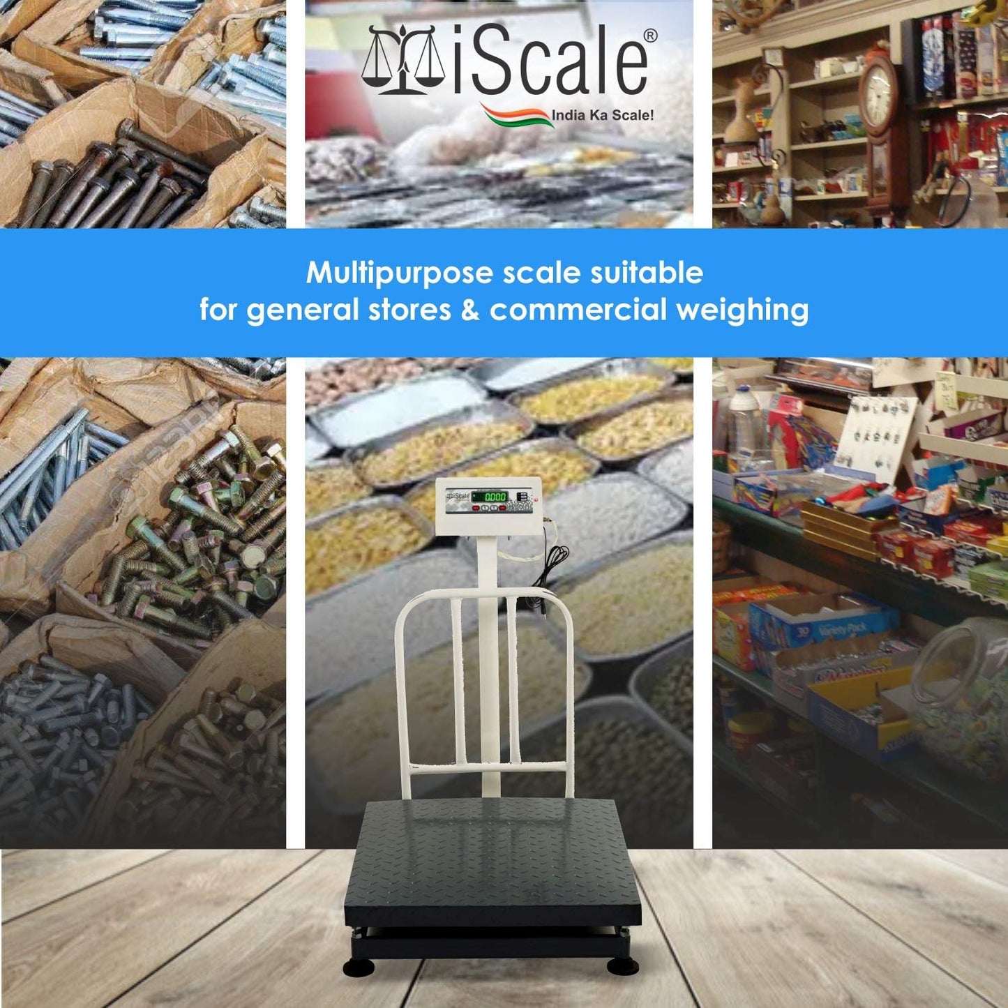 iScale ISP-150M Capacity 150kg x 20g Accuracy,Electronic Weighing Scale with Front Back Double Display, MS Pan,18x18" with RS232 Serial port for computer connectivity & continues data transmission