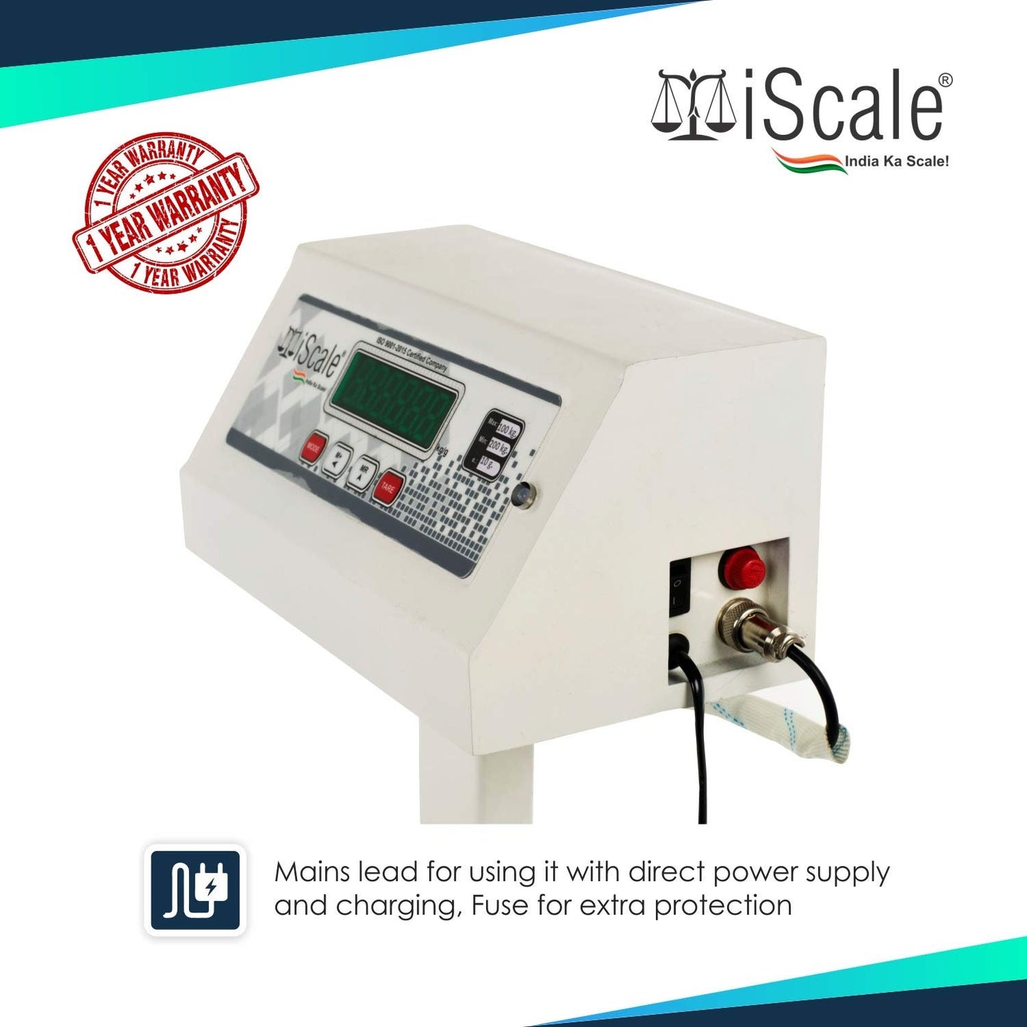 iScale ISP-150M Capacity 150kg x 20g Accuracy,Electronic Weighing Scale with Front Back Double Display, MS Pan,18x18" with RS232 Serial port for computer connectivity & continues data transmission