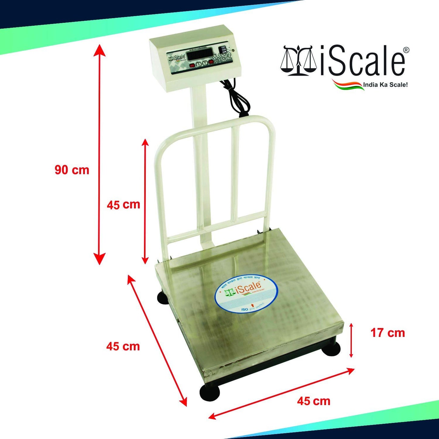 iScale ISP-150S Capacity 150kg x 20g Accuracy,Electronic Weighing Scale with Front Back Double Display, SS Pan,18x18" with RS232 Serial port for computer connectivity & continues data transmission