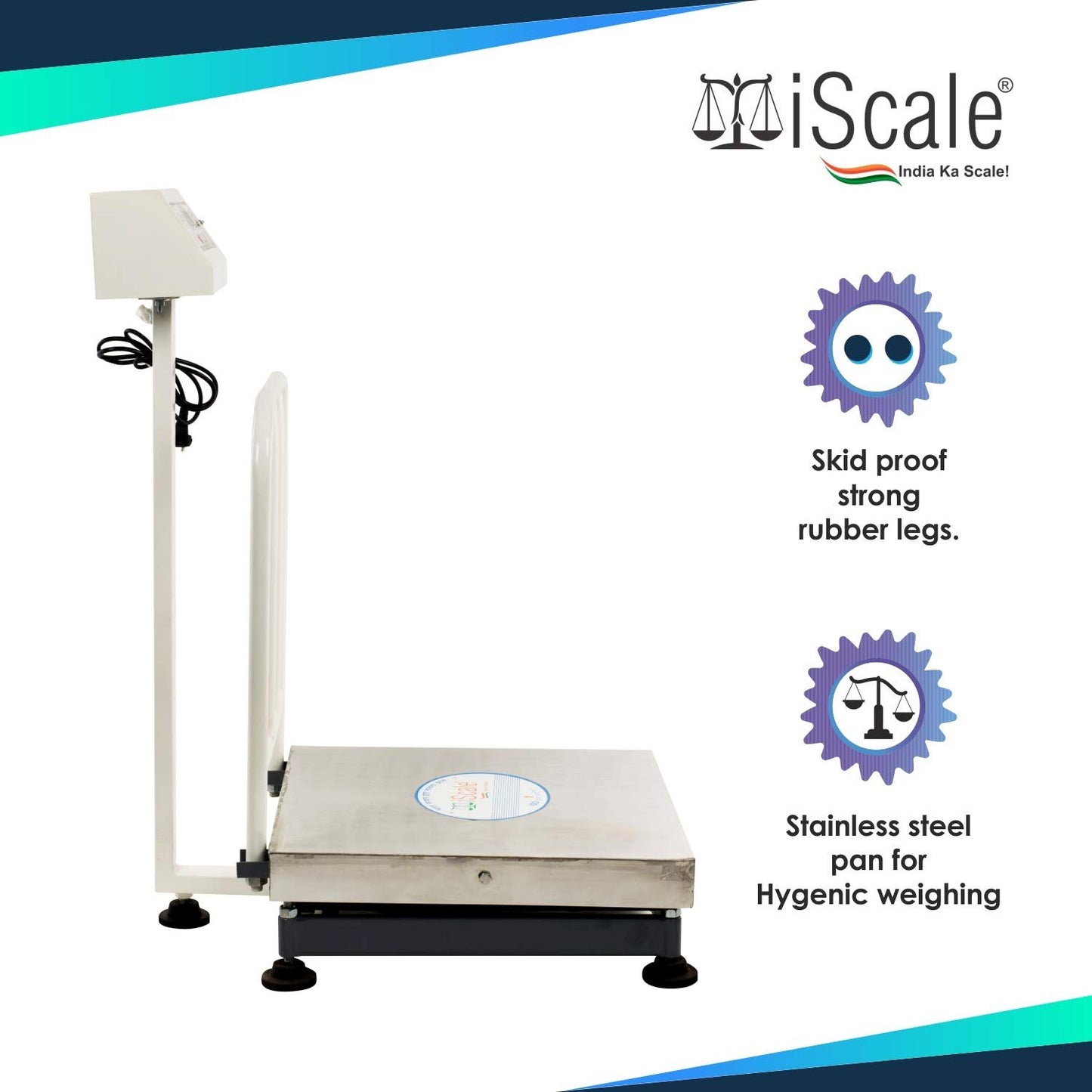 iScale ISP-150S Capacity 150kg x 20g Accuracy,Electronic Weighing Scale with Front Back Double Display, SS Pan,18x18" with RS232 Serial port for computer connectivity & continues data transmission