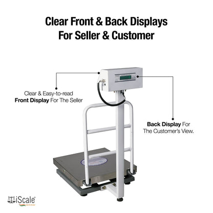 iScale ISP-150S, 150kg x 20g platform scale, 450x450mm SS Pan, Front & Back Green Display, Chargeable