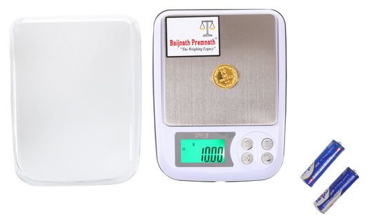 Baijnath Premnath DM-3 1000g (1kg) x 0.01g (10mg) Digital Jewellery Weighing Scale - Precision Scale for Gold, Silver, and Laboratory Use - Domestic & Research(Not A Legal Scale for Commercial use)