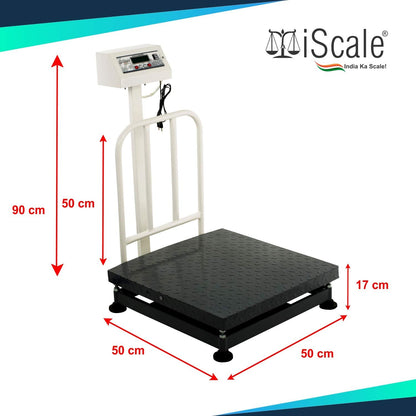 iScale ISP-200M Capacity 200kg x 20g Accuracy,Electronic Weighing Scale with Front Back Double Display, MS Pan,20x20" with RS232 Serial port for computer connectivity & continues data transmission