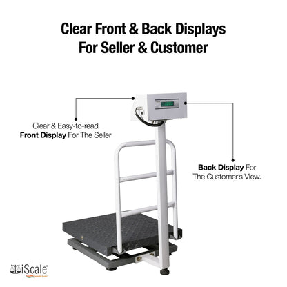 iScale ISP-200M, 200kg x 20g platform scale, 500x500mm MS Pan, Front & Back Green Display, Chargeable