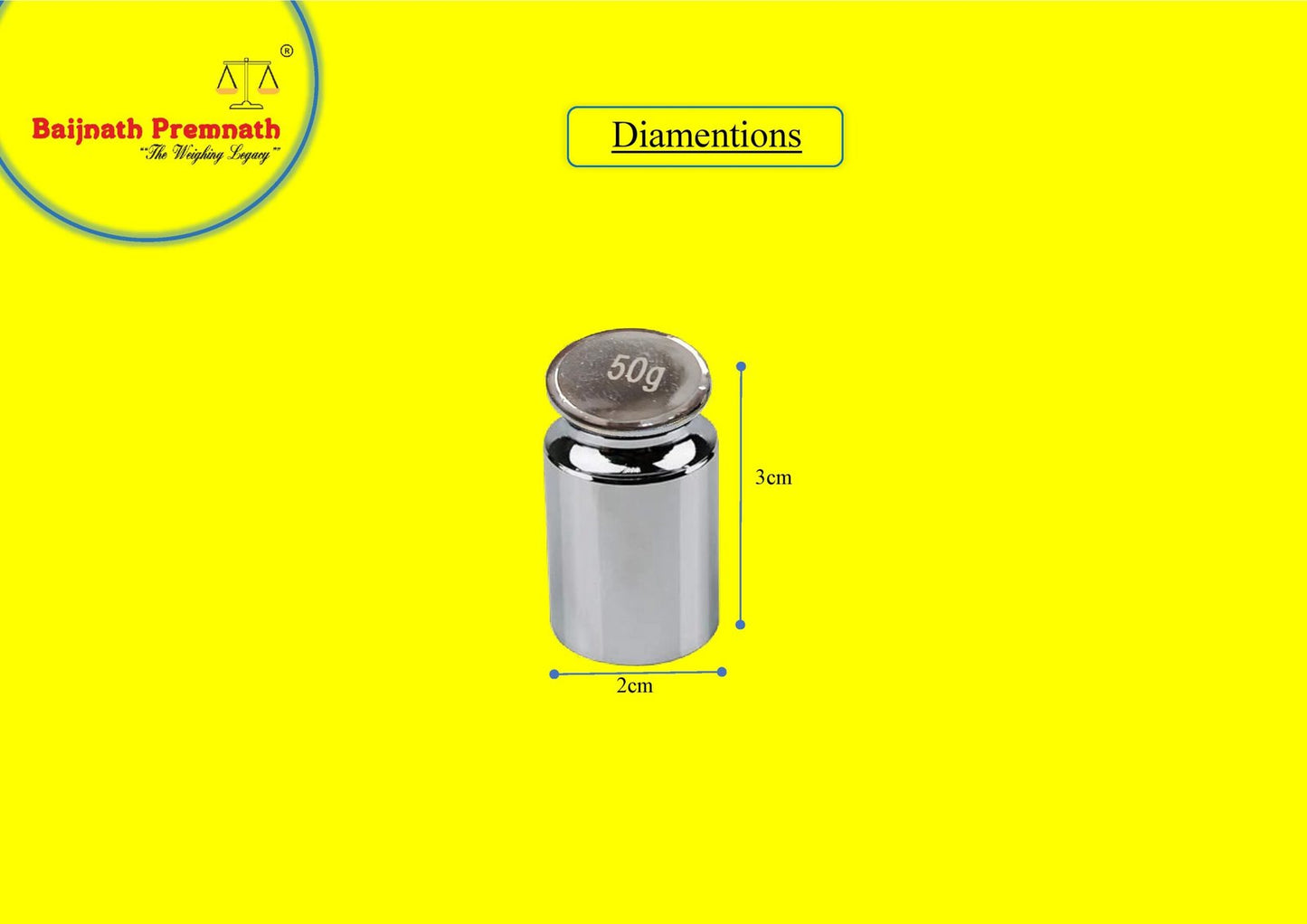 Baijnath Premnath 50g OIML M2 Class Stainless Steel Standard Test weight for Testing & Calibration with NABL Certificate, Precision 30mg with ABS container