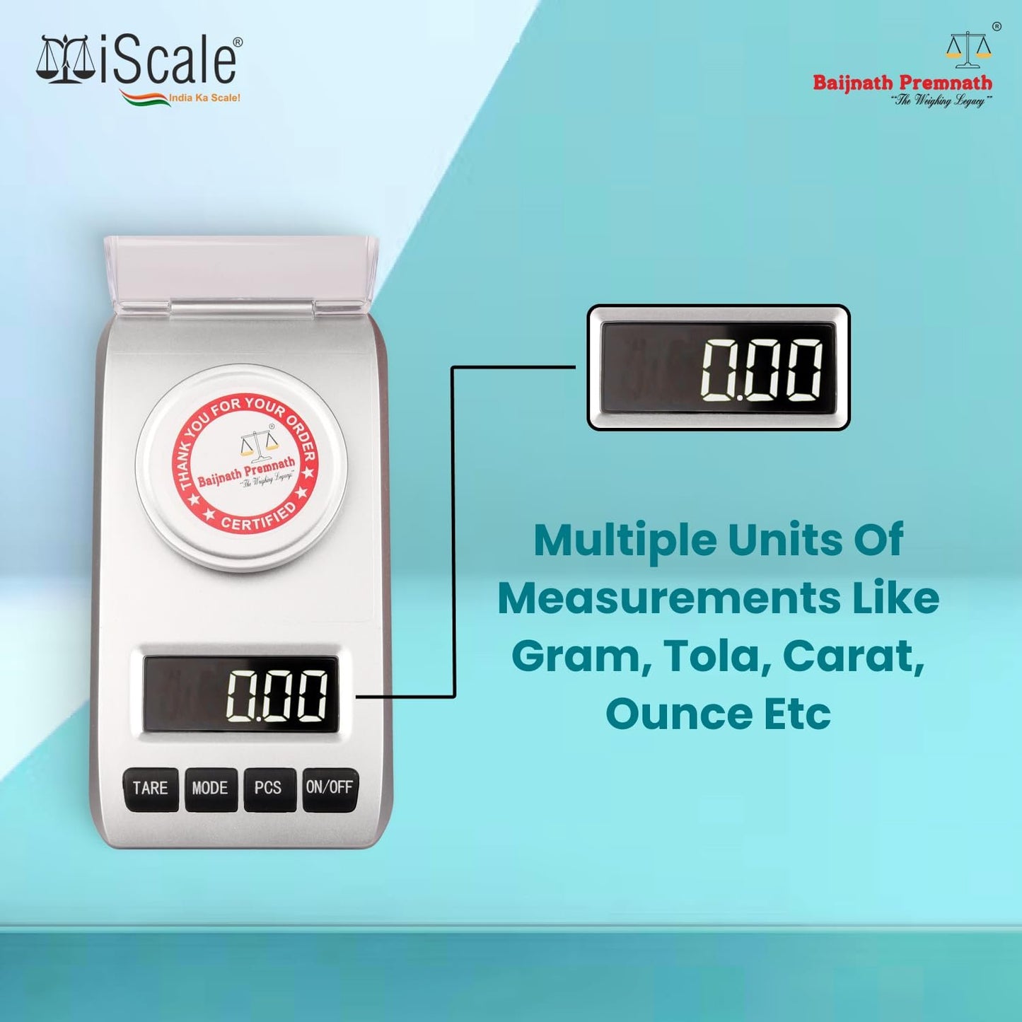 Baijnath Premnath Atom A204 50g x 0.001g (1mg) Max deviation +-6mg, Pocket Scale/Analytical Balance - Ideal for Jewelry and Lab Use with Calibration Test Weight(Not A Legal Scale for Commercial use)