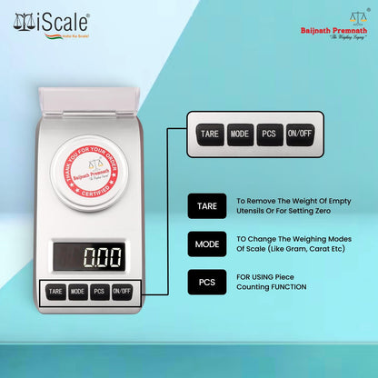 Baijnath Premnath Atom A204 50g x 0.001g (1mg) Max deviation +-6mg, Pocket Scale/Analytical Balance - Ideal for Jewelry and Lab Use with Calibration Test Weight(Not A Legal Scale for Commercial use)