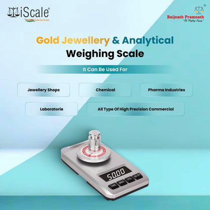 Baijnath Premnath Atom A204 50g x 0.001g (1mg) Max deviation +-6mg, Pocket Scale/Analytical Balance - Ideal for Jewelry and Lab Use with Calibration Test Weight(Not A Legal Scale for Commercial use)