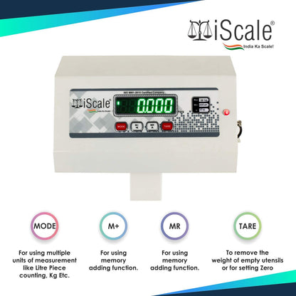 iScale ISP-50S Capacity 50kg x 5g Accuracy,Electronic Weighing Scale with Front Back Double Display, SS Pan,14x14" with RS232 Serial port for computer connectivity & continues data transmission