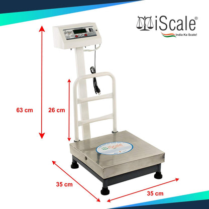 iScale ISP-50S Capacity 50kg x 5g Accuracy,Electronic Weighing Scale with Front Back Double Display, SS Pan,14x14" with RS232 Serial port for computer connectivity & continues data transmission