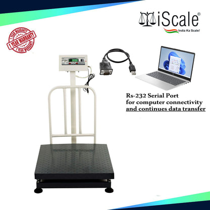 iScale ISP-500M Capacity 500kg x 50g Accuracy,Electronic Weighing Scale with Front Back Double Display, MS Pan,24x24" with RS232 Serial port for computer connectivity & continues data transmission