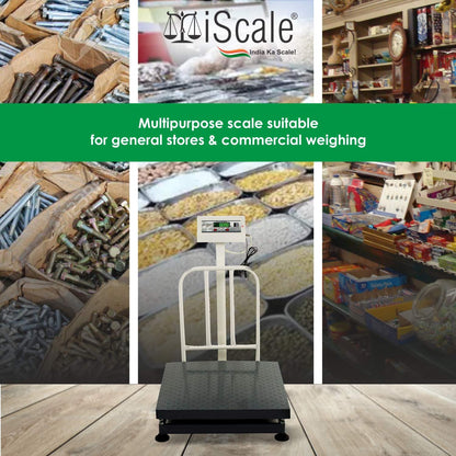iScale ISP-500M Capacity 500kg x 50g Accuracy,Electronic Weighing Scale with Front Back Double Display, MS Pan,24x24" with RS232 Serial port for computer connectivity & continues data transmission