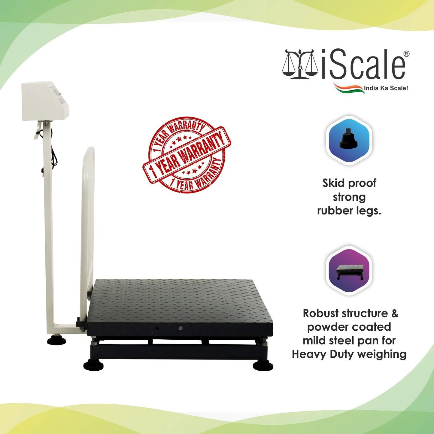 iScale ISP-500M Capacity 500kg x 50g Accuracy,Electronic Weighing Scale with Front Back Double Display, MS Pan,24x24" with RS232 Serial port for computer connectivity & continues data transmission
