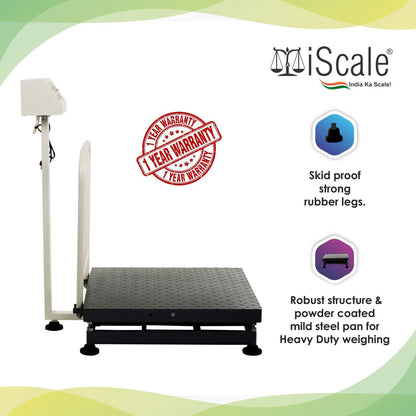 iScale ISP-500M Capacity 500kg x 50g Accuracy,Electronic Weighing Scale with Front Back Double Display, MS Pan,24x24" with RS232 Serial port for computer connectivity & continues data transmission