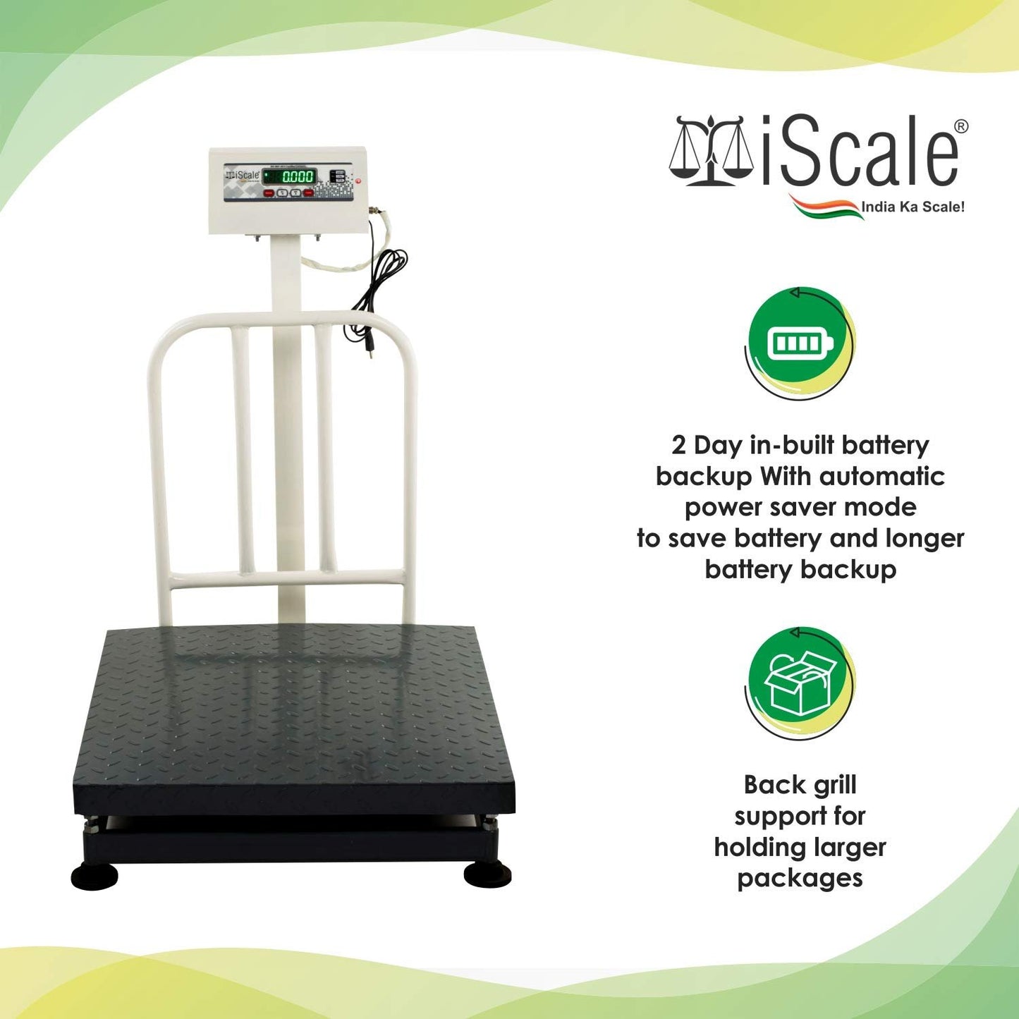 iScale ISP-500M Capacity 500kg x 50g Accuracy,Electronic Weighing Scale with Front Back Double Display, MS Pan,24x24" with RS232 Serial port for computer connectivity & continues data transmission