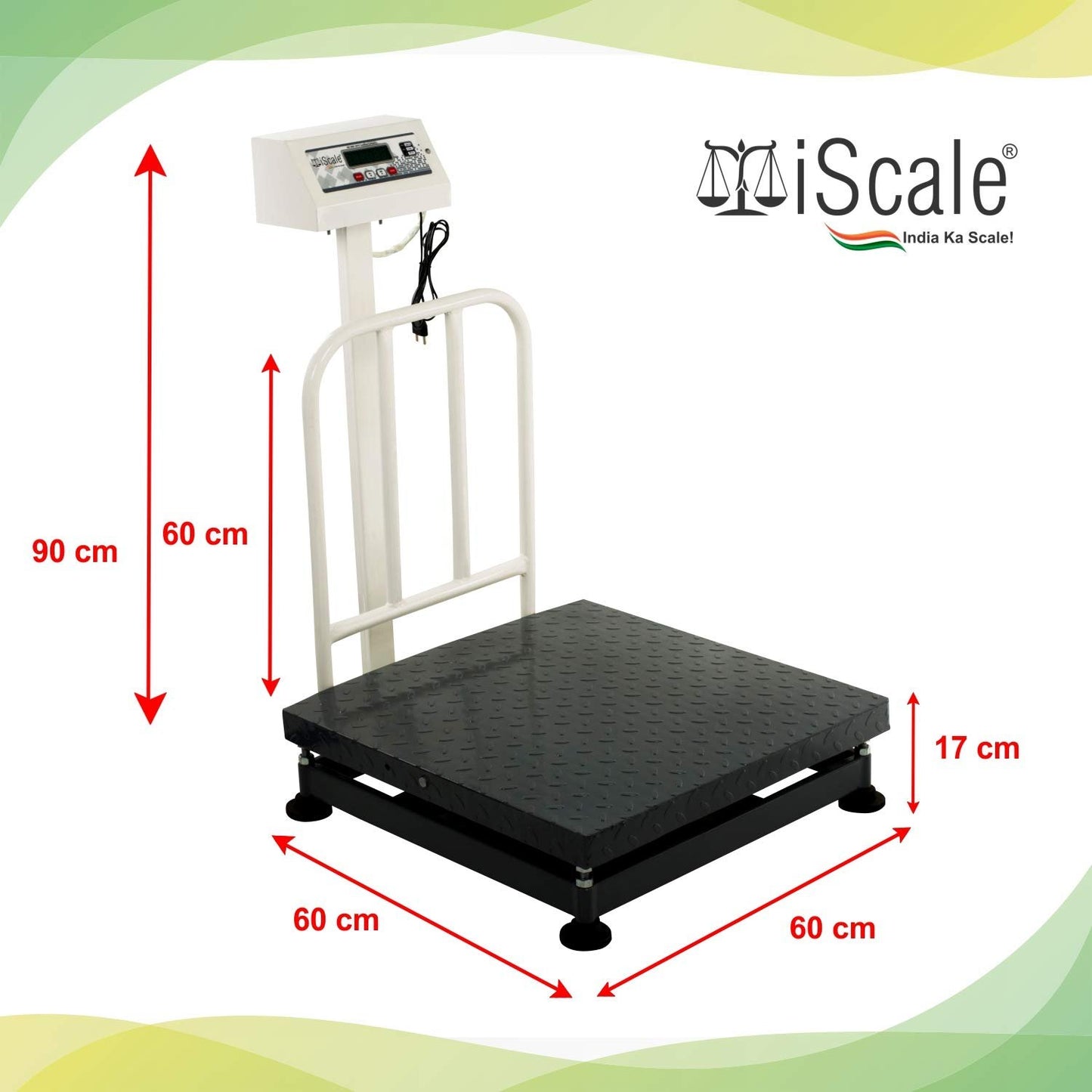 iScale ISP-500M Capacity 500kg x 50g Accuracy,Electronic Weighing Scale with Front Back Double Display, MS Pan,24x24" with RS232 Serial port for computer connectivity & continues data transmission