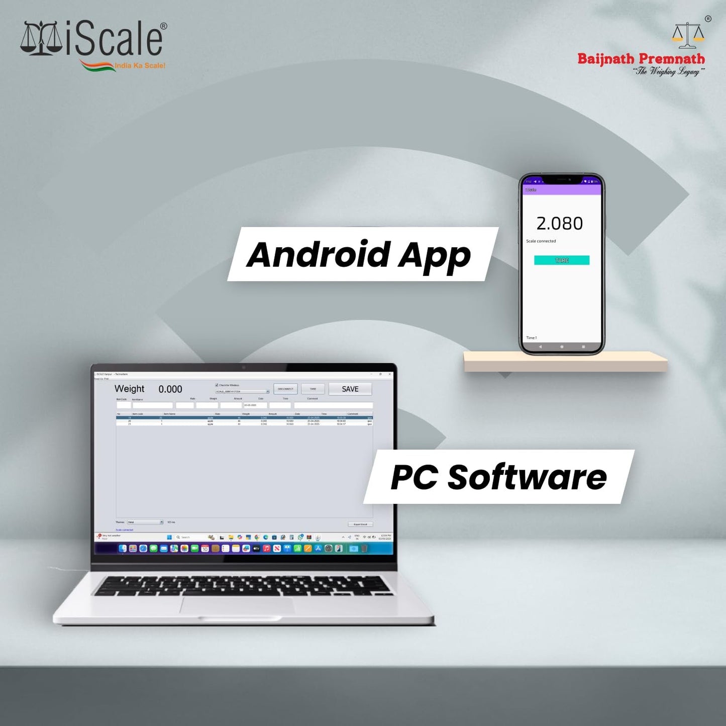 iScale W-500m Wireless Weighing Scale 500kg, 50g Accuracy | 600x600mm MS Platform | PC & Android App | Industrial & Commercial Use