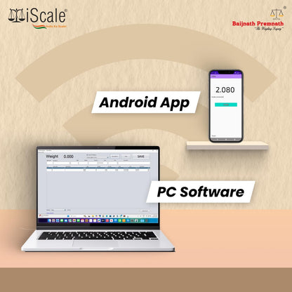 iScale W-200s Wireless Weighing Scale 200kg, 20g Accuracy | 500x500mm SS Platform | PC & Android App | OIML & ISO Certified | Maintenance-Free Weight Machine for Shop, Industrial & Commercial Use