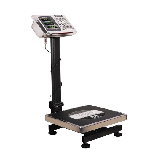 iScale i-10: 50kg x 5g Commercial Price Computing scale with stamp & certificate 20x30cm SS PanFront & Pole Red Display, Rechargeable