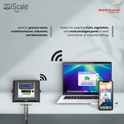 iScale W-500m Wireless Weighing Scale 500kg, 50g Accuracy | 600x600mm MS Platform | PC & Android App | Industrial & Commercial Use