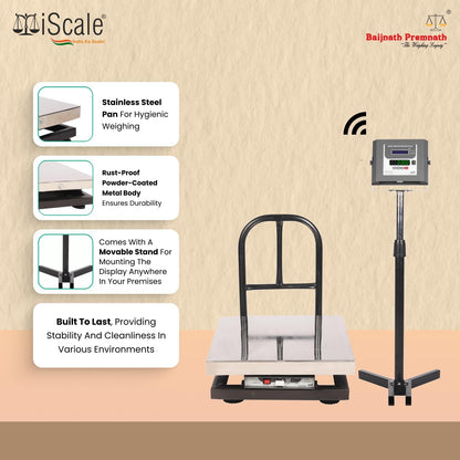 iScale W-200s Wireless Weighing Scale 200kg, 20g Accuracy | 500x500mm SS Platform | PC & Android App | OIML & ISO Certified | Maintenance-Free Weight Machine for Shop, Industrial & Commercial Use