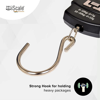 iScale Handy 50kg x 10g Digital Portable Hanging Weighing Scale with Stainless Steel Hook for Luggage, Cylinder, Fishing and Multipurpose Industrial Weighing Use(Not A Legal Scale for Commercial use)