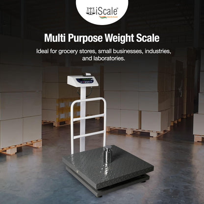 iScale P-500M: 500kg x 50g Commercial Scale with Weight Slip Printing by Built-in Thermal Printer, 600x600mm Mild Steel Chequered Platform, Calibration Certificate Included