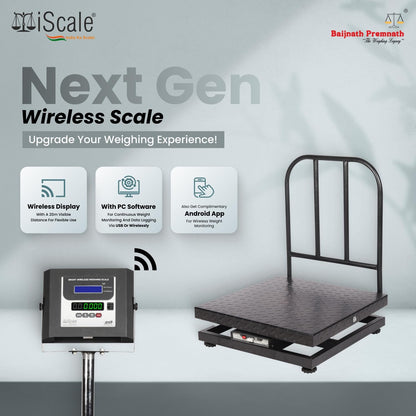 iScale W-500m Wireless Weighing Scale 500kg, 50g Accuracy | 600x600mm MS Platform | PC & Android App | Industrial & Commercial Use