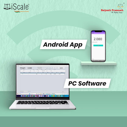 iScale W-200m Wireless Weighing Scale 200kg, 20g Accuracy | 500x500mm MS Platform | PC & Android App | OIML & ISO Certified | Maintenance-Free Weight Machine for Shop, Industrial & Commercial Use