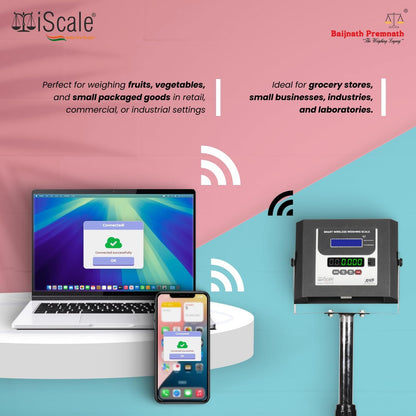 iScale W-100s Wireless Weighing Scale 100kg, 10g Accuracy | 400x400mm SS Platform | PC & Android App | OIML & ISO Certified | Maintenance-Free Weight Machine for Shop, Industrial & Commercial Use