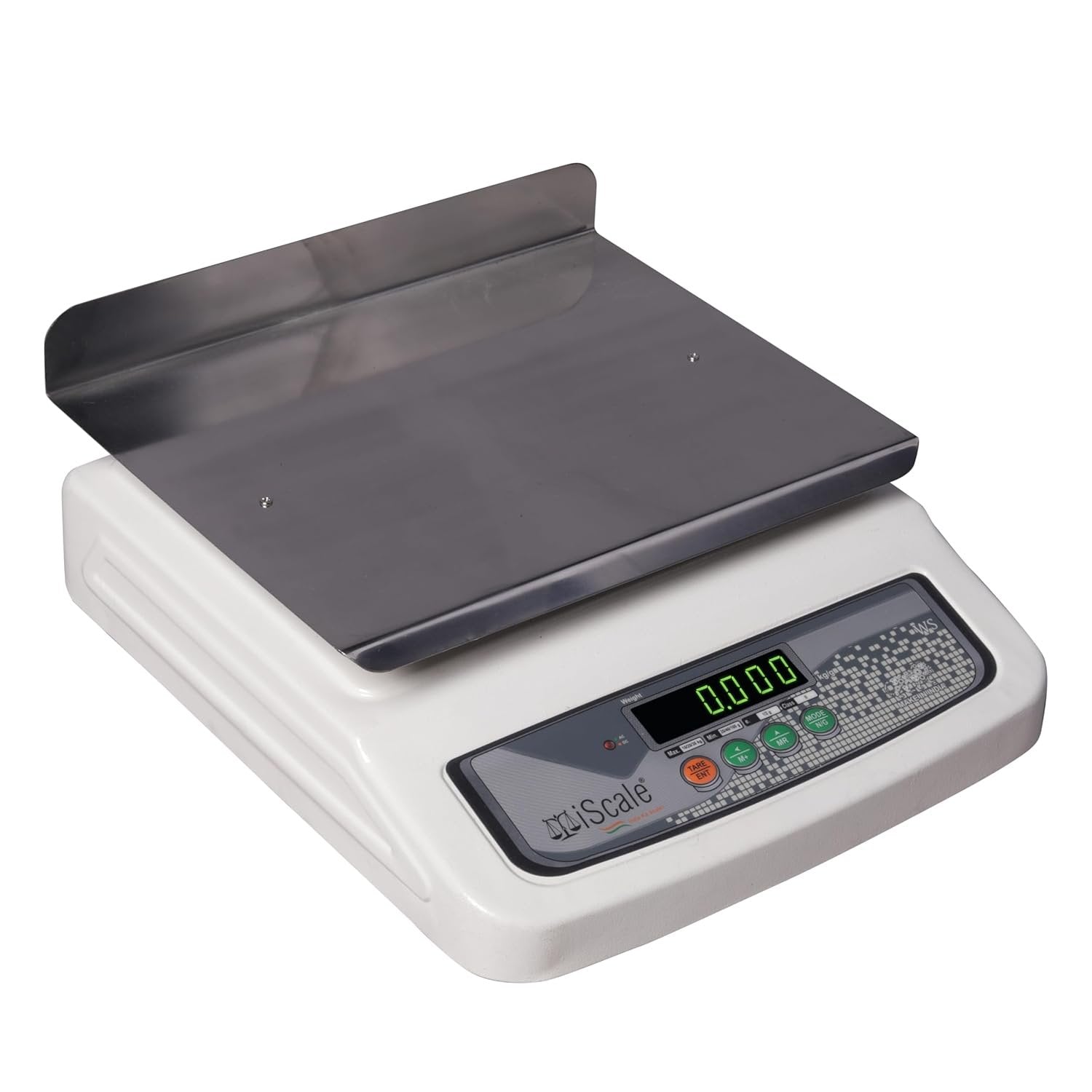 iScale i-06L, 30kg x 1g commercial scale with stamp & certificate, 250x300mm SS Pan, Front & Back Green Display, Rechargeable