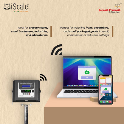 iScale W-200s Wireless Weighing Scale 200kg, 20g Accuracy | 500x500mm SS Platform | PC & Android App | OIML & ISO Certified | Maintenance-Free Weight Machine for Shop, Industrial & Commercial Use