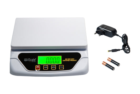 iScale i-500, 30kg x 1g domestic scale, 215x175mm ABS Pan & Body, AA Cells & Direct Electricity, For Home, Office & Kitchen(Not for Commercial use)
